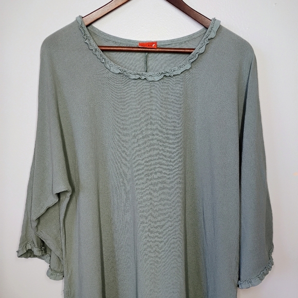 Oh My Gauze Cotton Top Womens Size 2 Large Sage Green Lagenlook Relaxed Casual - Picture 3 of 12